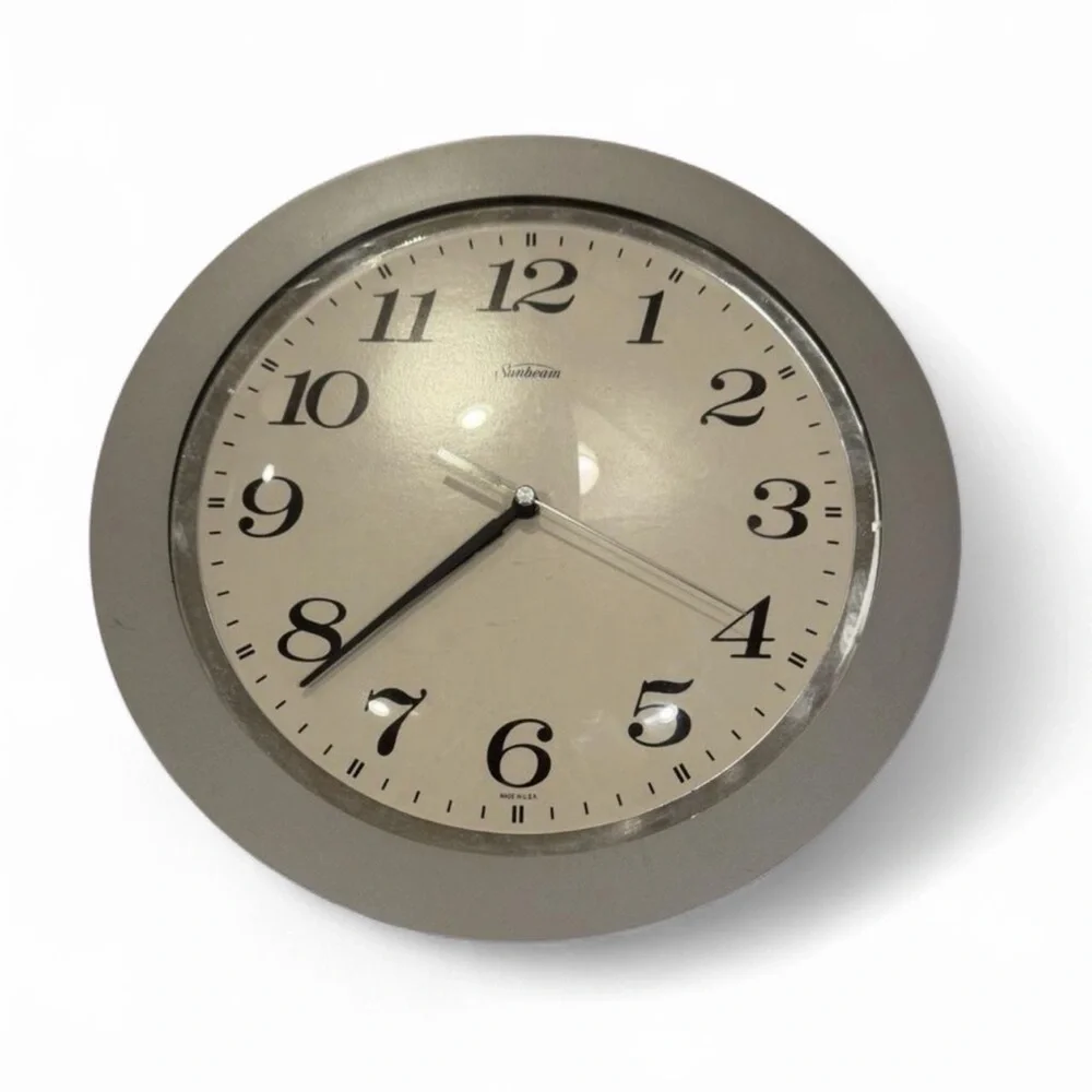 Sunbeam Silver Quartz Wall Clock 12” Y2K Minimalist